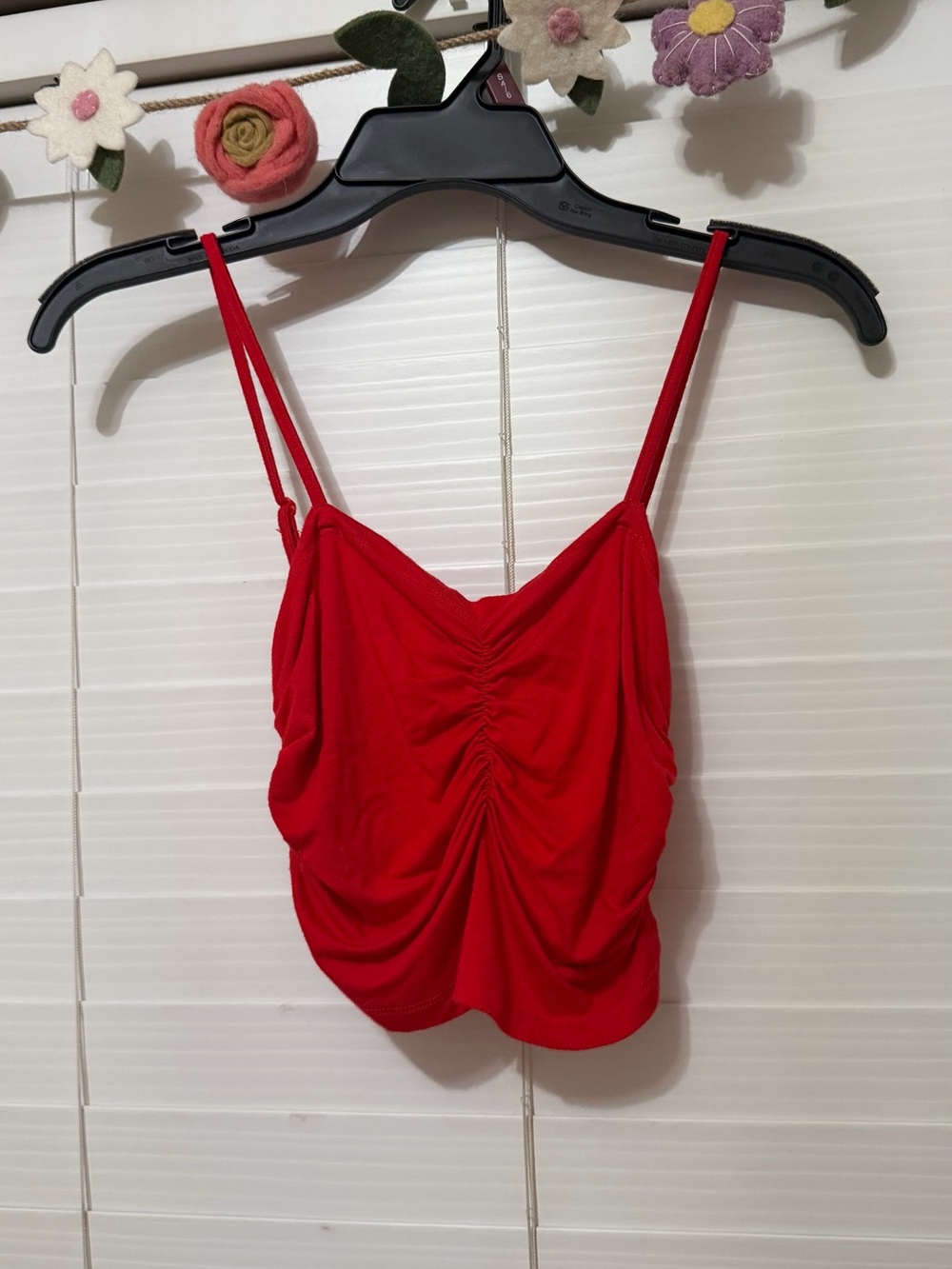 SHEIN Red Ruched Spaghetti Strap Crop Top